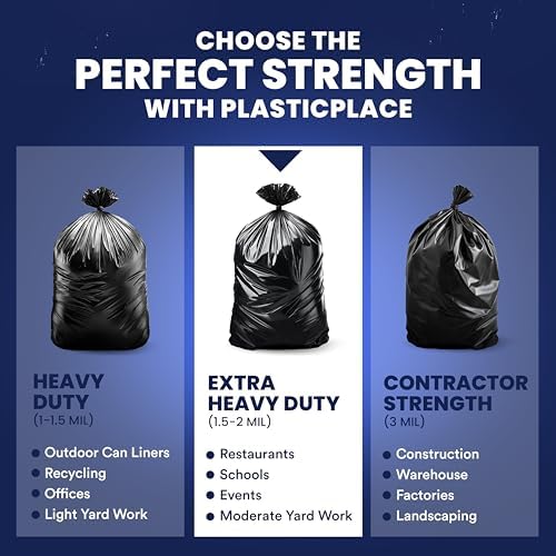Plasticplace 55-60 Gallon Trash Bags │ 1.5 Mil │ Black Heavy Duty Garbage Can Liners │ 36” x 58” (100 Count) - Image 6