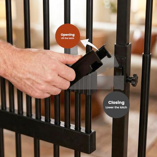 Gardner Pet Extra Tall Cat Gate 49"-86" Adjustable Height, Tall Pet Gate for Doorways/Hallways with 27.5"-37" Adjustable Width Baby Gate with 4 Extensions Kits, No Drilling Pressured Mounted (Black) - Image 6