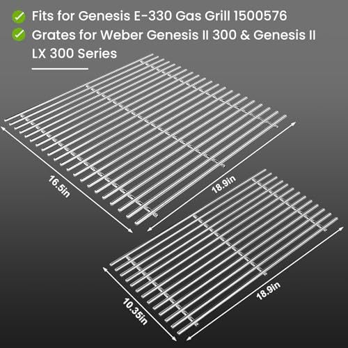 Uniflasy Stainless Steel Grill Grates for Weber Genesis II/LX 300, 2-Pc Set - Image 3