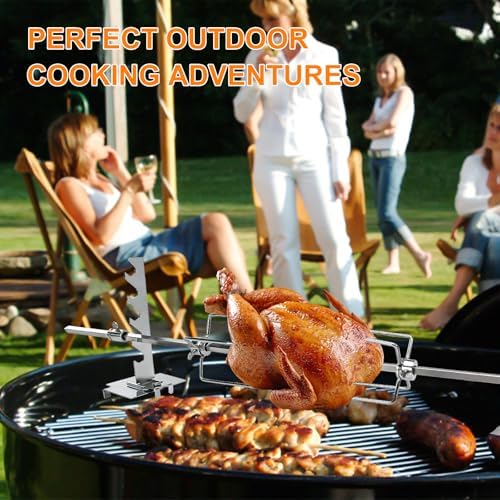 Universal BBQ Rotisserie Grill Kit, Automatic Rotating BBQ, UL Certificated Grill Rotisseries with 120V 4W Motor, 28” Spit Rod, 2 x 4 Forks, Complete Holders and Fixing Screw for Most Gas Grills - Image 2