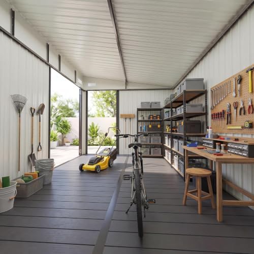 8'x12' Lean to Shed Metal Storage Shed with Floor,Triple Door - Image 4
