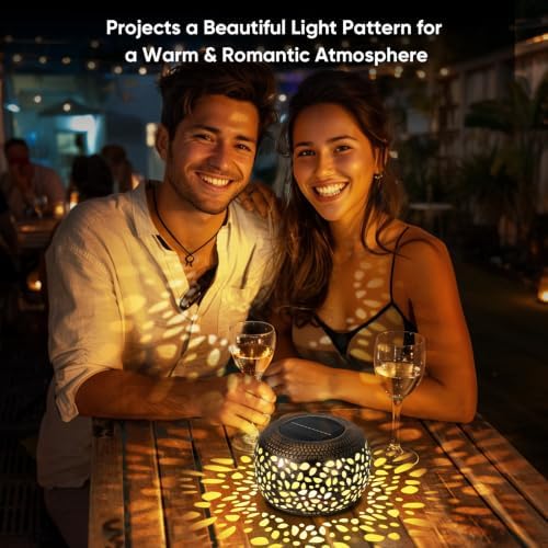 Solar Lantern Outdoor Patio Decor: Solar Lanterns Outdoor Waterproof Hollow Out Retro Metal Solar Powered, Outside Yard Porch Garden Balcony Desk Bedroom Indoor Tabletop Decorations 2 Lighting Colors - Image 2