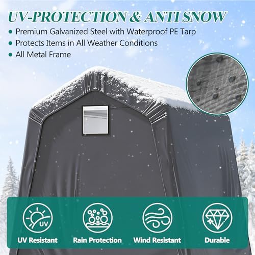 GARTOO 6' x 7' Outdoor Storage Shelter Shed, Gray - Image 4
