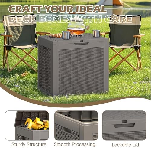 Outdoor Storage Waterproof Deck Box for Patio (30 Gallon, Grey) - Image 4