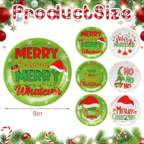 Rtteri 100 Pcs Christmas Paper Plates Disposable 9 Inch Lime Green Plate - Image 3