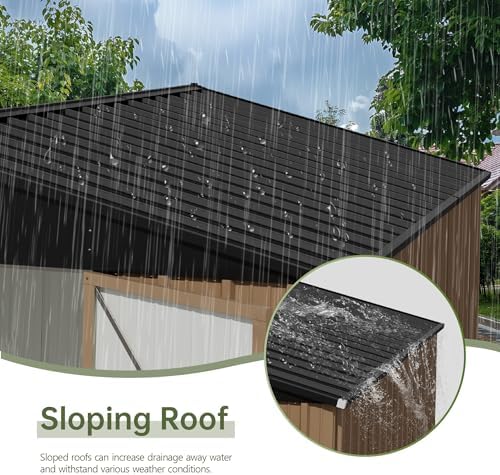 Devoko 10x14 FT Outdoor Storage Shed, Brown - Image 4