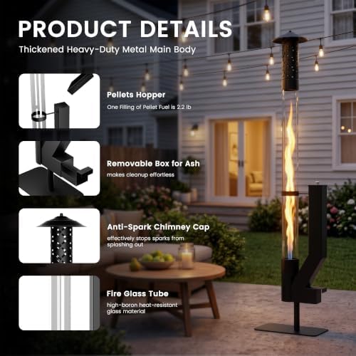 Patio Pellet Heater, 61.8" H Outdoor Wood Pellet Heater Smokeless Fire Pit - Image 4
