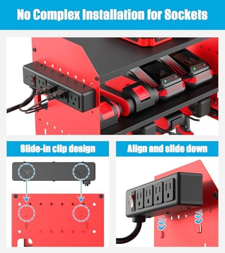 CCCEI Modular Power Tool Organizer Wall Mount with Charging, Red, 1 Pack - Image 3