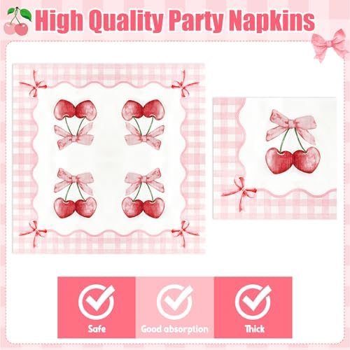 96Pcs Pink Bow Coquette Cute Party Plates Supplies - Party Tableware Decorations Disposable Paper Plates Napkins Forks for Birthday Bachelorette Bridal Engagement, Serves 24 - Image 4