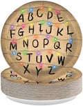 50Pcs Spooky Rustic Alphabet Paper Plates 9 Inch for Halloween by Greencian