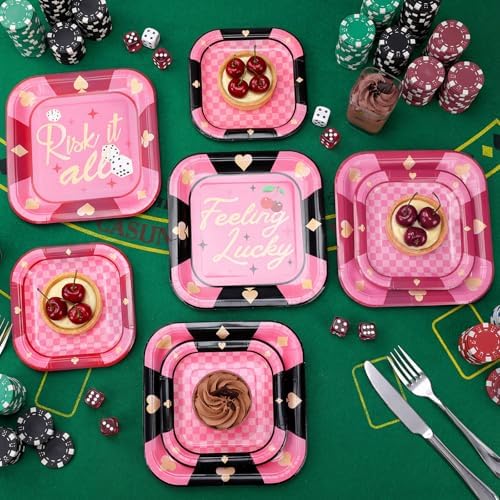Pickmesh 100 Pcs Lucky in Love Casino Theme Bachelorette Paper Plates - Image 2