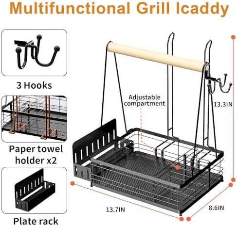 Grill Caddy BBQ for Outdoor Grill with 2 Paper Towel Holders - Image 3