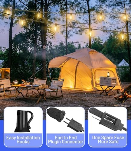 Tenmiro 60FT Outdoor String Lights, Waterproof 16+1 Edison Shatterproof Bulbs Led Outside Patio Lights for Porch Deck Garden Backyard Balcony Wedding Party Decor - Image 5