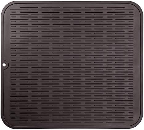 MicoYang Silicone Dish Drying Mat for Multiple Usage,Easy clean,Eco-friendly,Heat-resistant Silicone Mat for Kitchen Counter or Sink,Refrigerator or Drawer Liner Coffee XL 18 inches x 16 inches by MicoYang