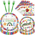 Gameza Caterpillar 1st Birthday Party Decorations, 96PCS Green Caterpillar Theme Disposable Paper Plates and Napkins Tableware Decorations, A Hungry Green Insect Is Turning One Forks Decor Serve 24 by GAMEZA