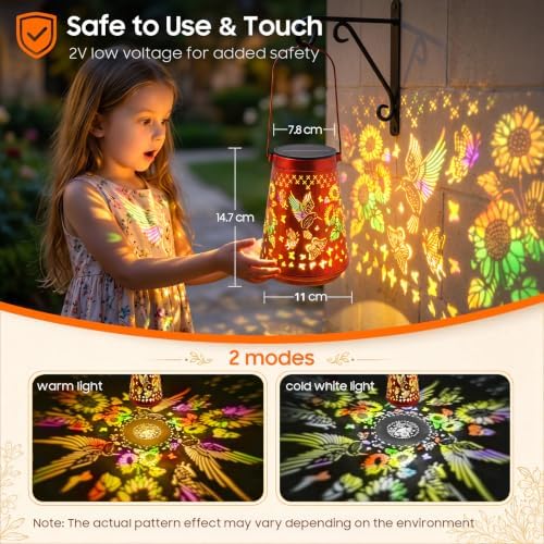 2 Pack Solar Lanterns Outdoor Waterproof Birthday Gifts for Women Mom - Image 4