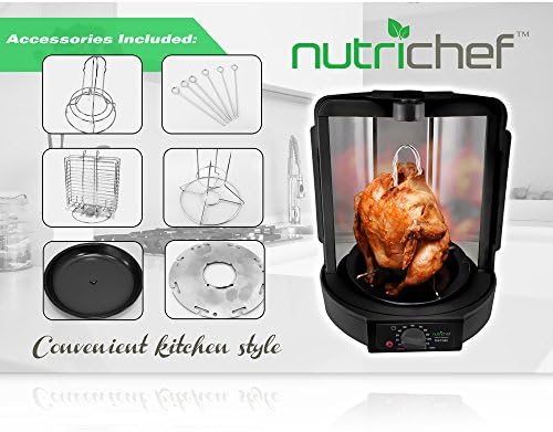NutriChef Vertical Countertop Rotisserie Oven Roaster, Rotating Shawarma And Kebab Machine with Skewer and Rack, Basket Tower, Roasting Rack, Poultry Tower, Drip Tray, For Meat Chicken Turkey Lamb - Image 4
