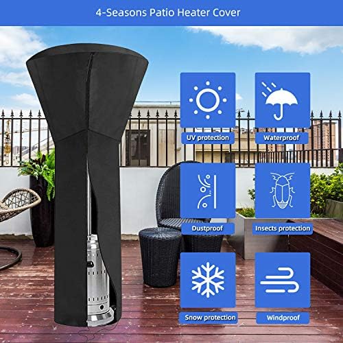 ANSTROUT 420D Patio Heater Cover, Waterproof with Zipper, Outdoor Propane Heater Cover for 24 Months of Use - Size 89" Hx33 Dx19 B Round - Black (2Pack) - Image 5