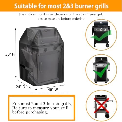 Aoretic Grill Cover, 40 inch BBQ Gas Grill Cover for Outdoor Grill, Grill Cover Barbecue Waterproof, Anti-UV for Weber Char-Broil Monument Nexgrill Spun Charbroil - Image 2