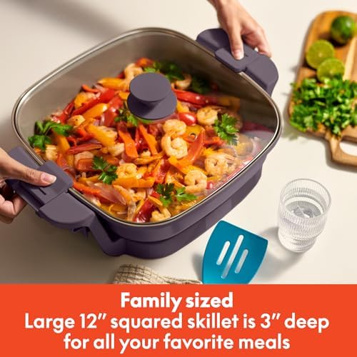 bella Fits-Anywhere™ SAUTE Make & Take Skillet, Non-Toxic Ceramic, Plum - Image 3