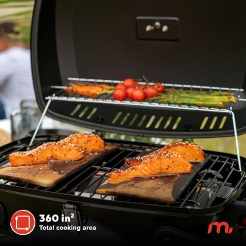 Megamaster Tabletop 1 Burner Gas Grill, Foldable Legs with Warming Rack - Image 3