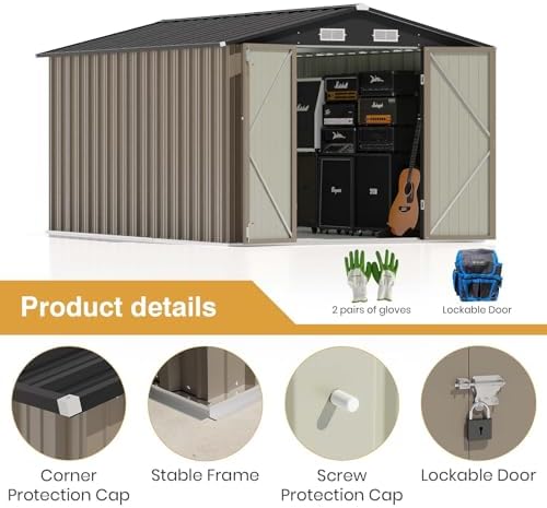 Patiowell 8x12 FT Outdoor Storage Shed, Brown - Image 4