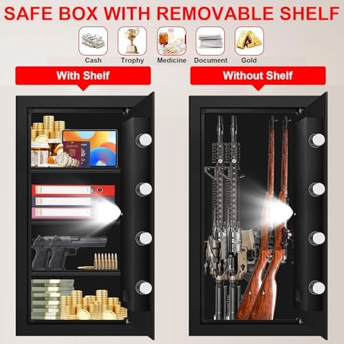 6.0 Cub Large Home Safes Fire and Waterproof, Anti-theft Fire Proof Safe Box with Digital Keypad, Key Lock and 3 Removable Shelves, Security Safes Fireproof Waterproof for Home Document Valuables - Image 5