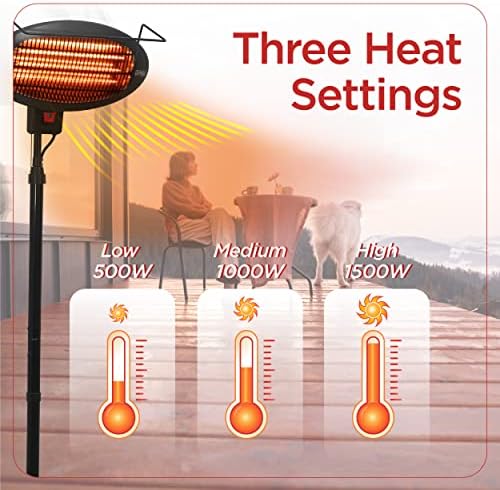 BLACK+DECKER Outdoor 2-in-1 Patio Electric Heater, BHOF04, Black - Image 2