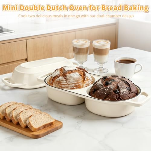Mini Double Dutch Oven For Sourdough Bread Baking, 2.2QT Enameled Cast Iron - Image 6