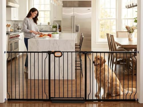 76.4-85.5 Inch Extra Wide Baby Gate for Stairs Doorways by HOOOEN