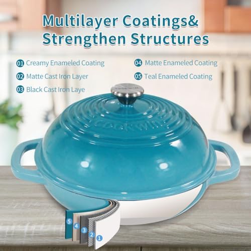 6 Qt Enameled Cast Iron Bread Oven, Dutch Oven for Sourdough Baking - Image 4