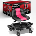 Rolling Stool with Wheels, Adjustable Height Pneumatic Garage Work Mechanic Stool Seat with Backrest, 400 LBS Capacity 360° Swivel Mechanic Crepper Chair with Tool Tray Storage, Pink by FREEKYROCK
