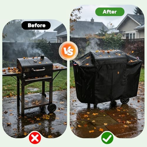 44 Inch Grill Cover for Charcoal Grills with Two Side Tables - Image 4