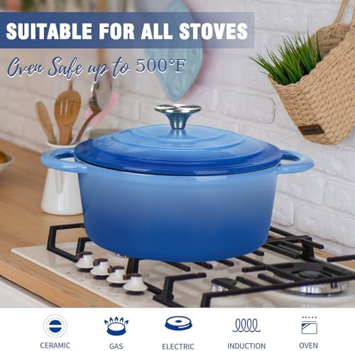 5 QT Enameled Cast Iron Dutch Oven with Self-Basting Lid - Image 5