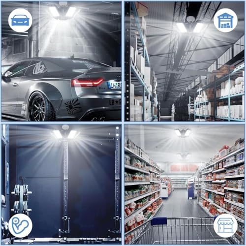 Aoretic LED Garage Lights 8 Panels 2 Pack -220W, 22000LM 6500K Led Shop Light with 8 Deformable Panels, Basement Barn Light Garage Ceiling Lights - Image 7