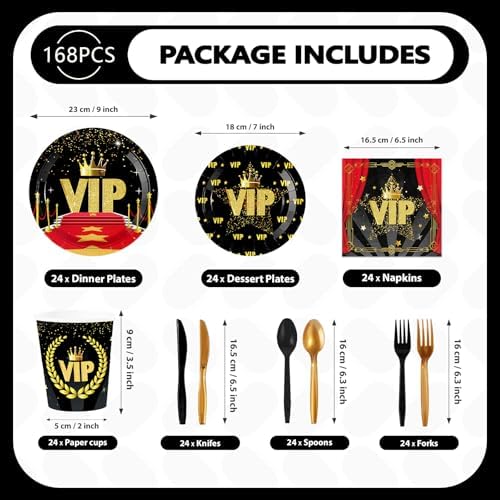 168Pcs Red Carpet Movie Star Party Decorations, Serves 24 - Image 2