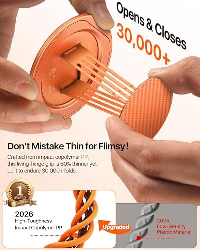 andobil [2026 Ultra-Thin] Magnetic Phone Ring Grip for MagSafe, Orange - Image 5
