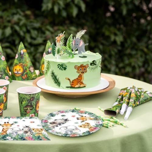 40PCS Safari Birthday Decorations Animal Paper Plates and Napkins - Image 5