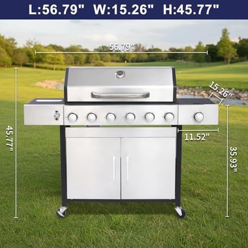 6-Burner Propane Gas Grill with Side Burner - Image 2