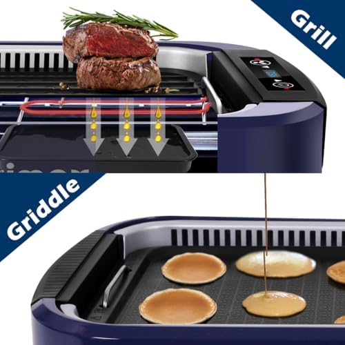 Electric Indoor Grill Griddle, CUSIMAX Smokeless Grill, Blue - Image 4