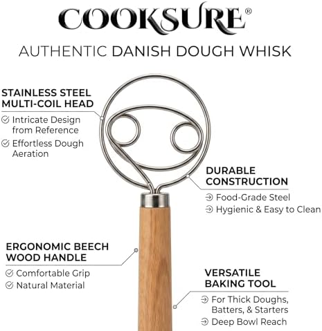 2Pcs Danish Dough Whisk & Bread Lame for Sourdough Bread – Wooden Handle Dough Whisk Mixer and Bread Scoring Tool, Artisan Sourdough Baking Tools & Bread Baking Supplies - Image 7