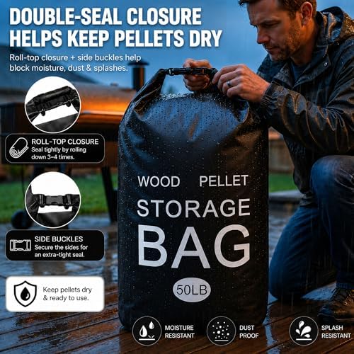 2 Pack 50LB Wood Pellet Storage Containers - Large Charcoal Storage - Image 4