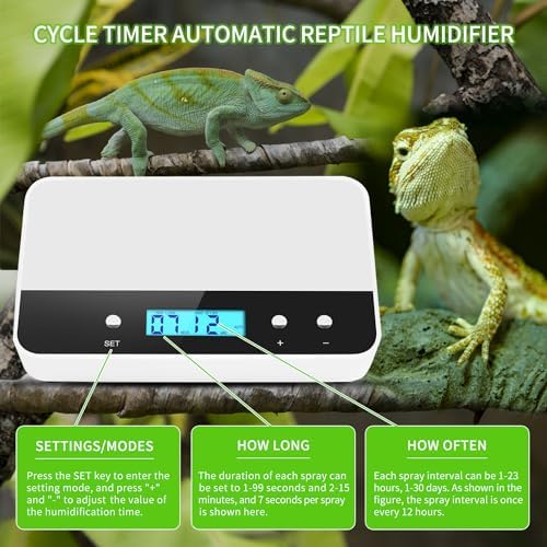 Reptile humidifier, LCD with Timing Function, time Length and Interval can be Set, Reptile Spray System with 6 Spray nozzles,misting System for Reptiles of Amphibians, Tanks, Paludarium - Image 2