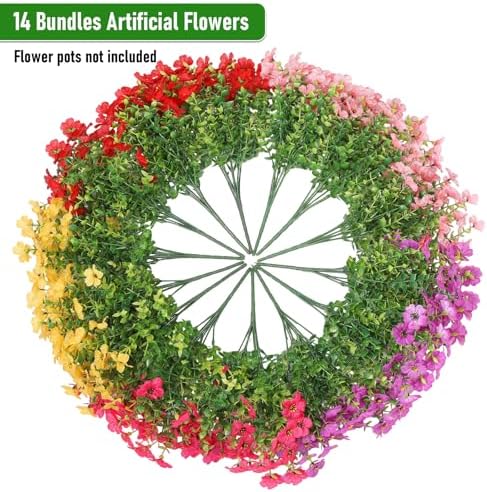 Powbrace 12 Pack Artificial Flowers for Outdoor Indoor Fake Plants(Mixed) - Image 5