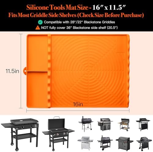 Silicone Grill Mat for Blackstone Griddle Accessories (Orange) - Image 6