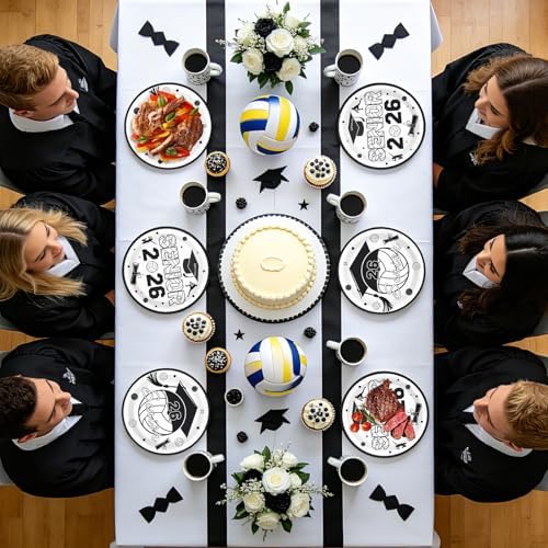 50Pcs Volleyball 2026 Graduation Heavy Duty Paper Plates 9 Inch - Image 6