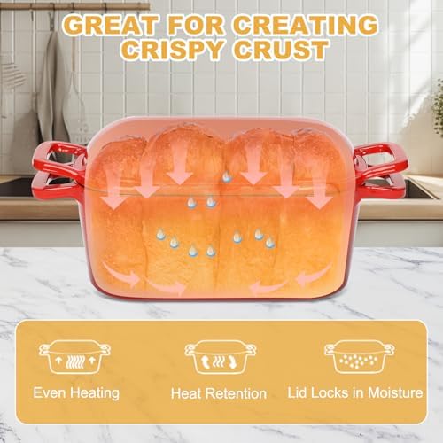 3.6QT Oval Enameled Cast Iron Dutch Oven, Sourdough Bread Baking Pan with Lid - Image 6