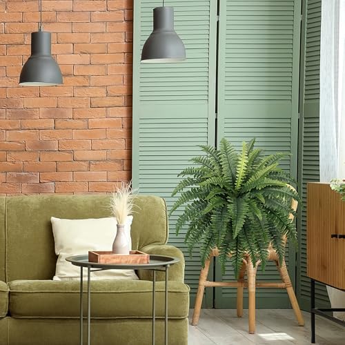 FOREST PRINCE 35" Fake Ferns Artificial Bush Plants for Outdoors, 2-Pack - Image 7