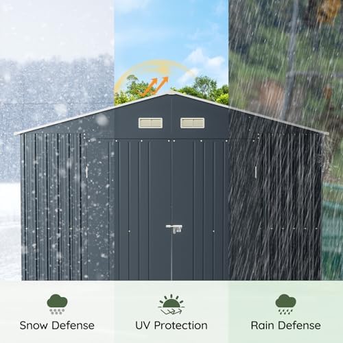 10 x 12 FT Metal Storage Shed for Backyard Nightblue - Image 6