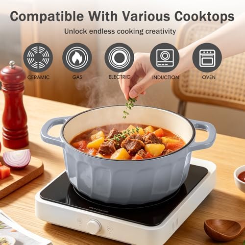 Enameled Cast Iron Dutch Oven Pot with Lid, 6 QT Large Dutch Oven - Image 4